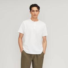 The Cotton Slub Henley | White