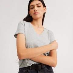 The Organic Cotton V-Neck | Heathered Grey