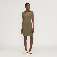 The Ribbed Short-Sleeve Polo Dress | Kalamata