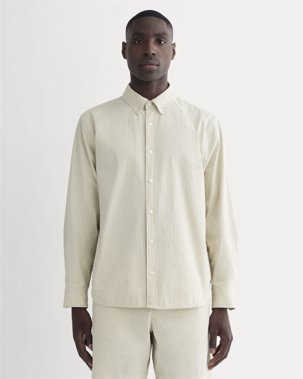 The Seersucker Long-Sleeve Shirt | Trench Coat Khaki / Natural