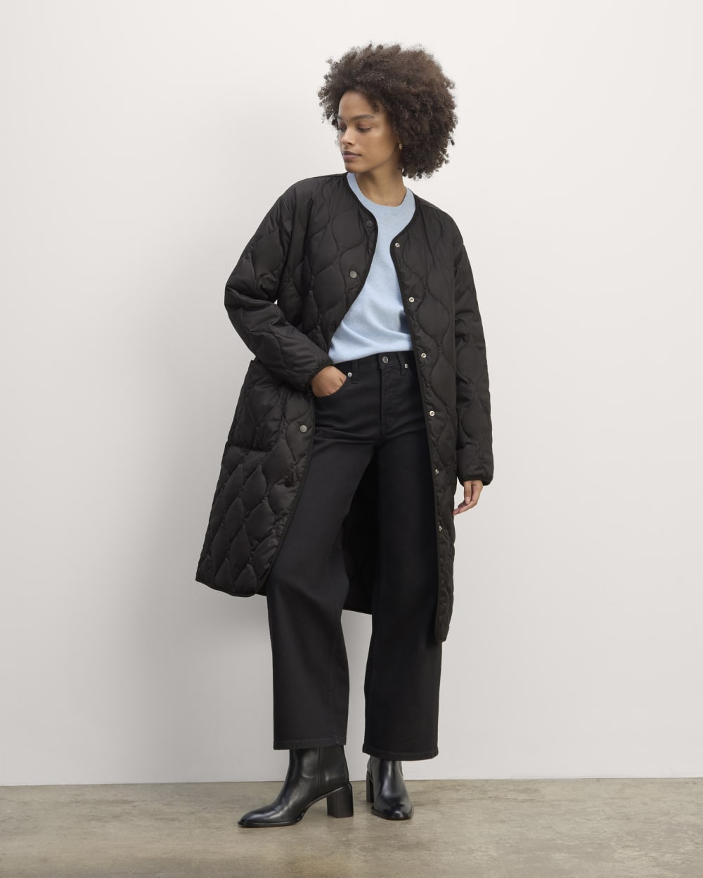 The Long Quilted Liner | Black