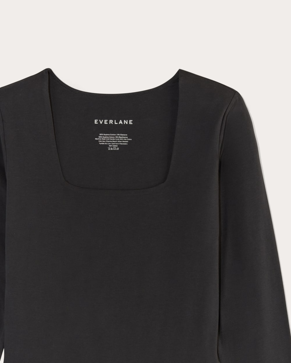 The Long-Sleeve Supima® Square-Neck Bodysuit | Black | Thong