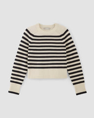 The Boxy Crew in Cashmere | Bone / Black