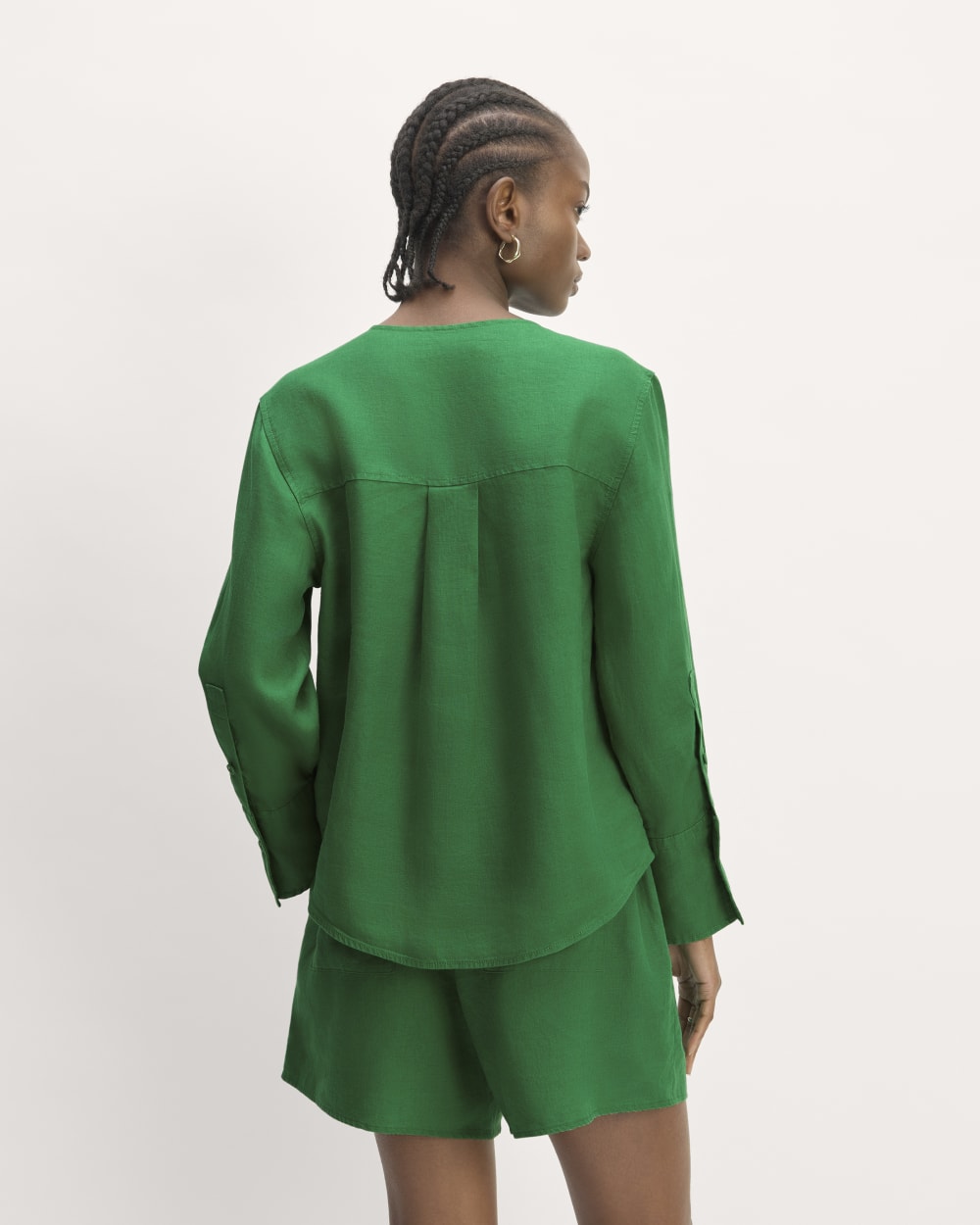 The Popover Shirt in Linen | Grass Green