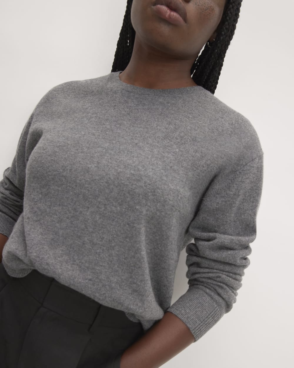 The Classic Crew in Cashmere | Heather Charcoal