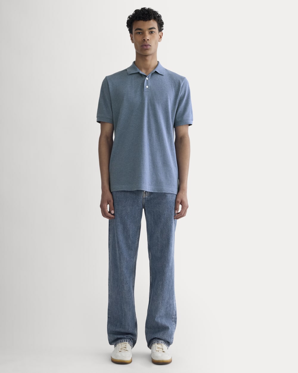 The Pique Polo | Heather Soft Cobalt