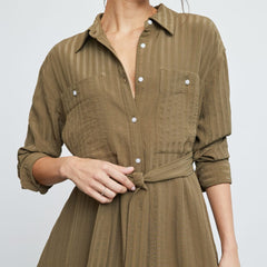 The City Stripe Draped Shirt Dress | Beech