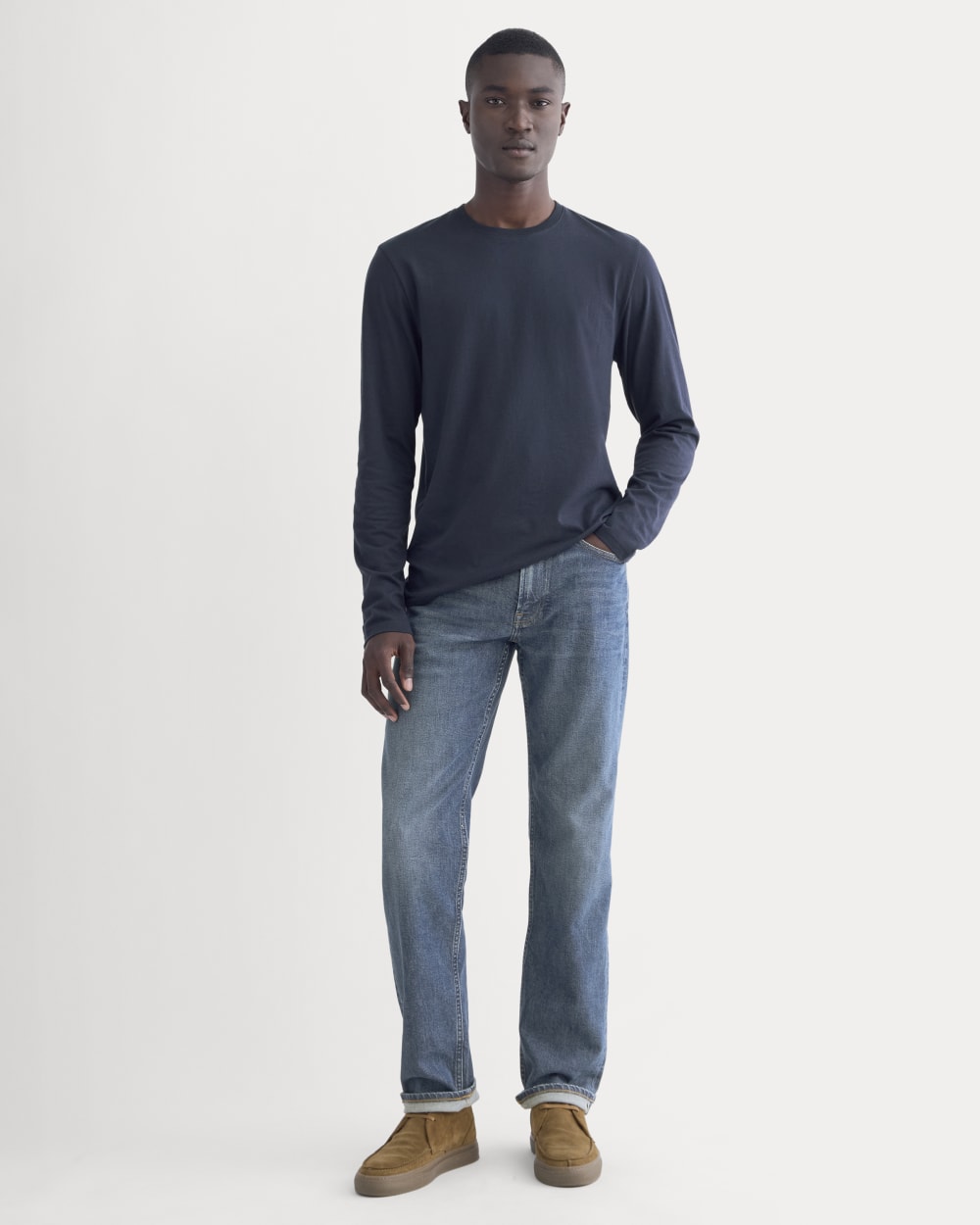 The Essential Organic Long-Sleeve Tee | Deep Navy