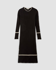 The Cotton Wide Rib Midi Dress | Black
