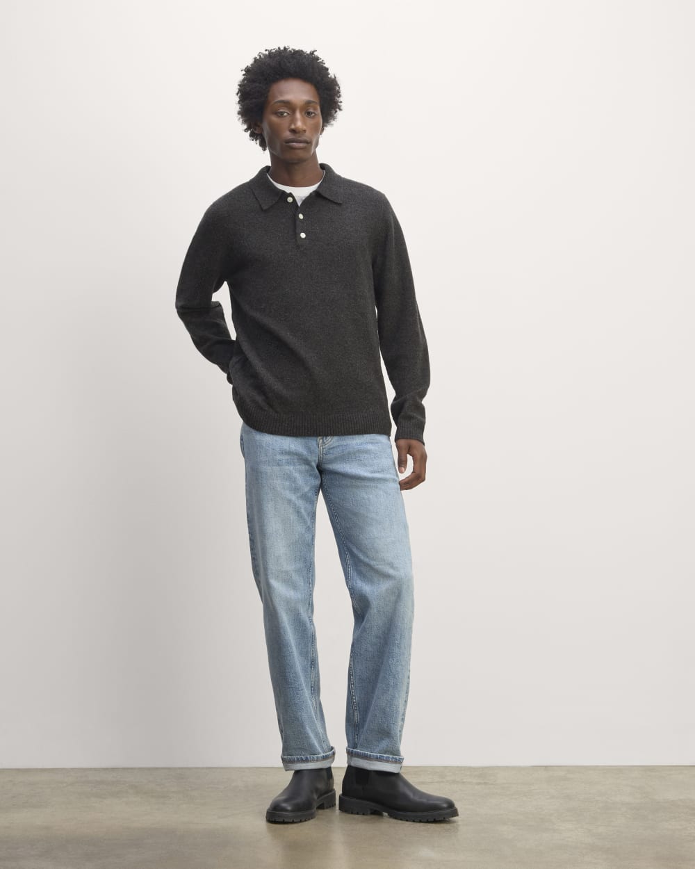 The Classic Polo in Luxe Merino | Charcoal