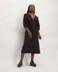 The City Stripe Wrap Dress | Black