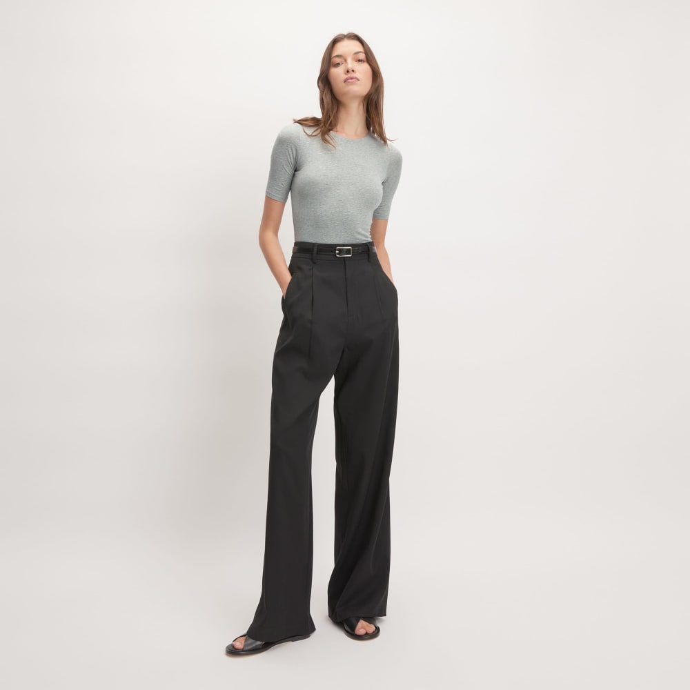 The Short-Sleeve Crew Neck Bodysuit | Heathered Grey | Bikini