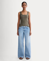 The Luxe Rib Square-Neck Tank | Heathered Fatigue