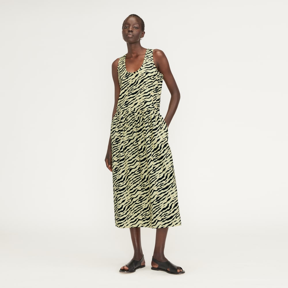 The Poplin Summer Dress | Pale Yellow Tiger Stripe