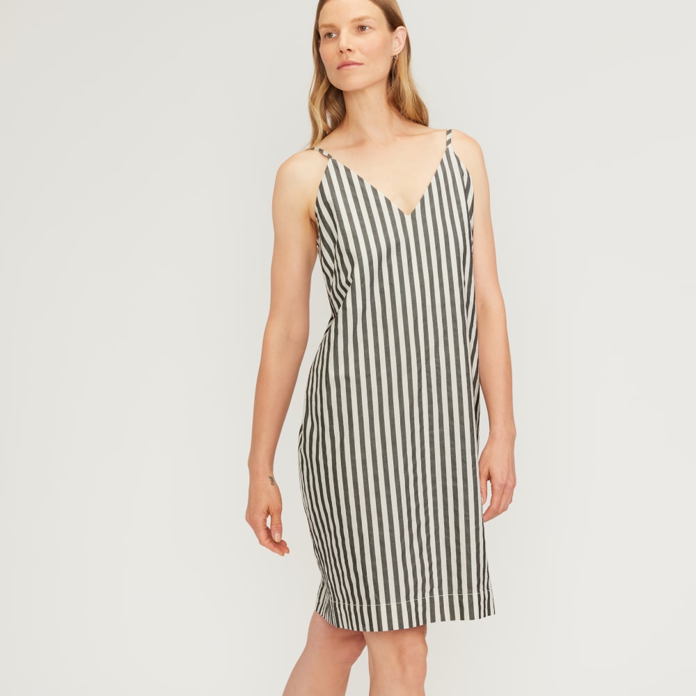 The Poplin Slip Dress | Bone / Black