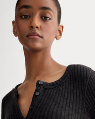 The Cozy Rib Henley | Black