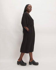 The City Stripe Wrap Dress | Black