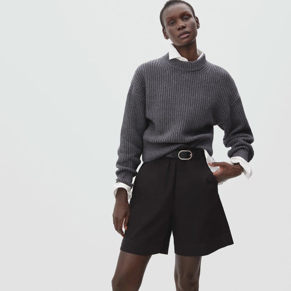 The Texture Cotton Crew | Heathered Charcoal Contrast Trim