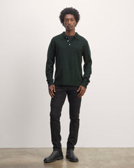 The Classic Polo in Luxe Merino | Heather Scarab Green