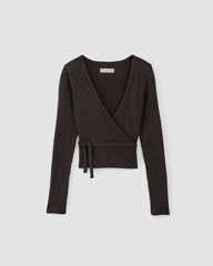 The Cozy Rib Wrap Top | Black