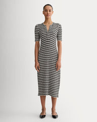 The Rib-Knit Henley Dress | Bone / Black