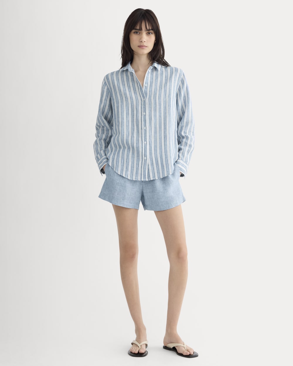 The Must-Have Shirt in Linen | Soft Cobalt/Bone