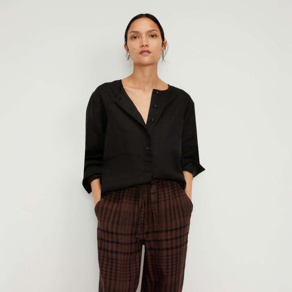 The Linen Popover Shirt | Black