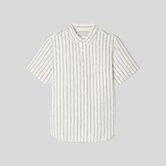 The Classic Short-Sleeve Shirt in Linen | Black / Canvas Tan