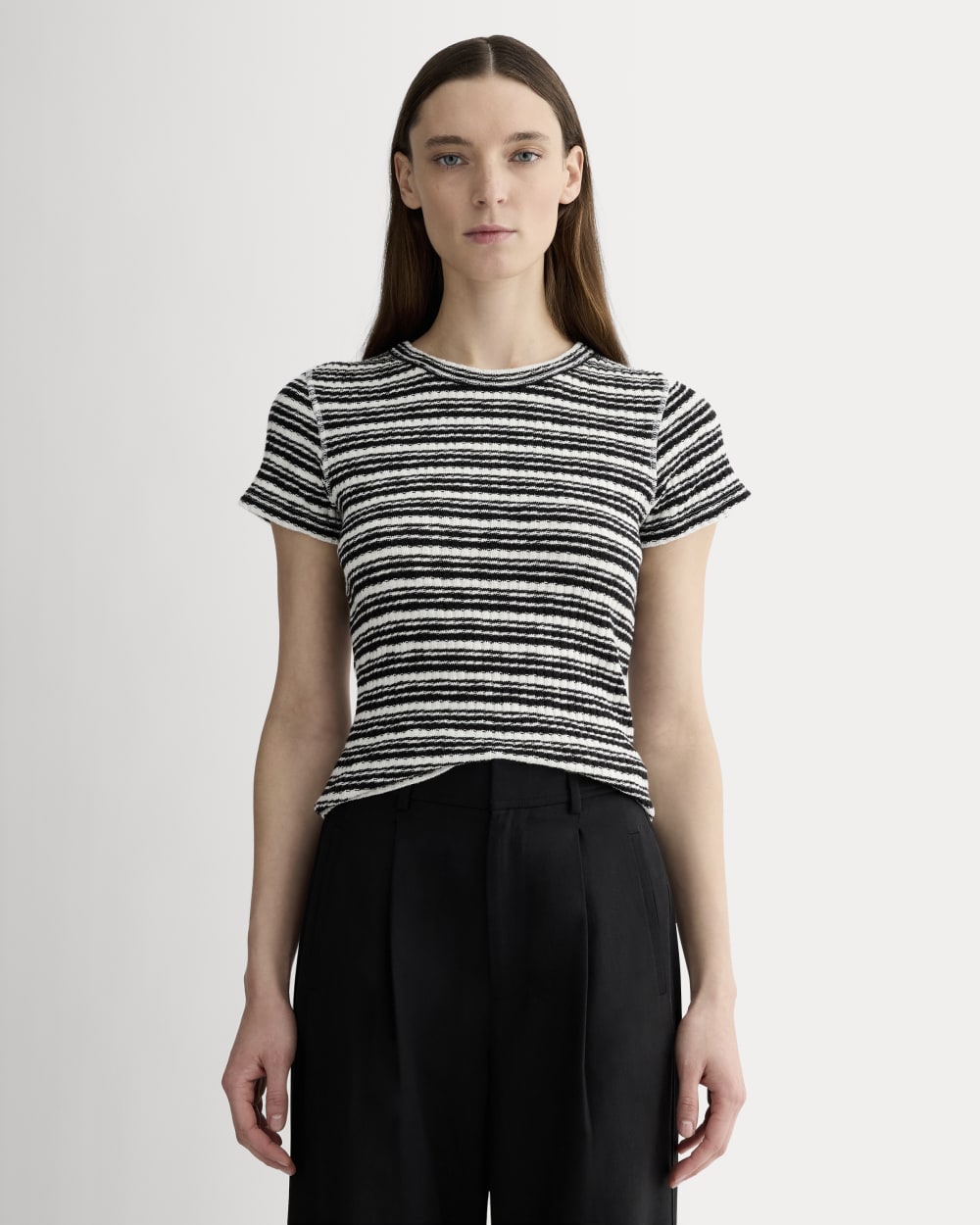 The Cozy Rib Tee | Bone / Black