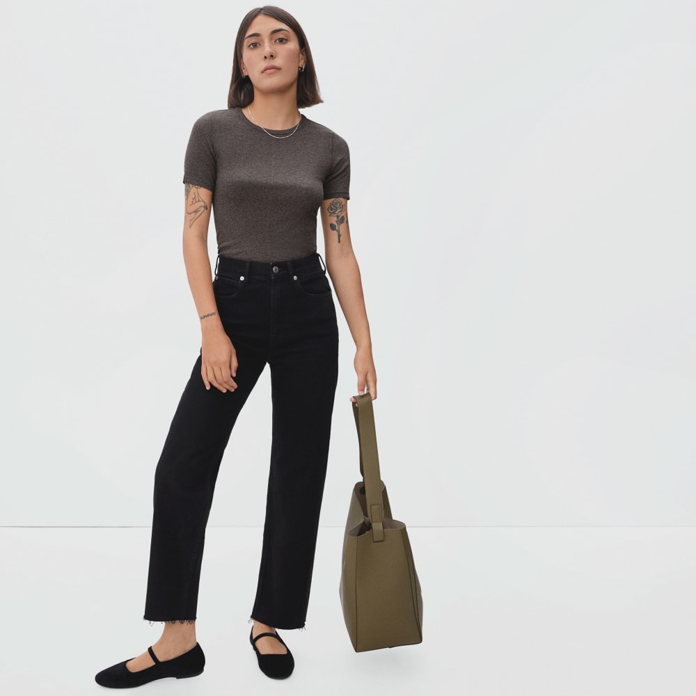The Pima Micro-Rib Crew Tee | Heathered Fatigue