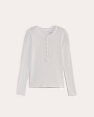 The Luxe Rib Henley | White