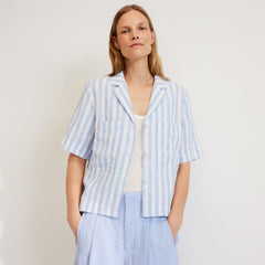 The Linen Workwear Shirt | Blue / White