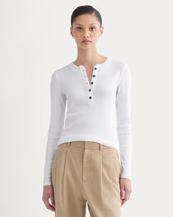 The Luxe Rib Henley | White