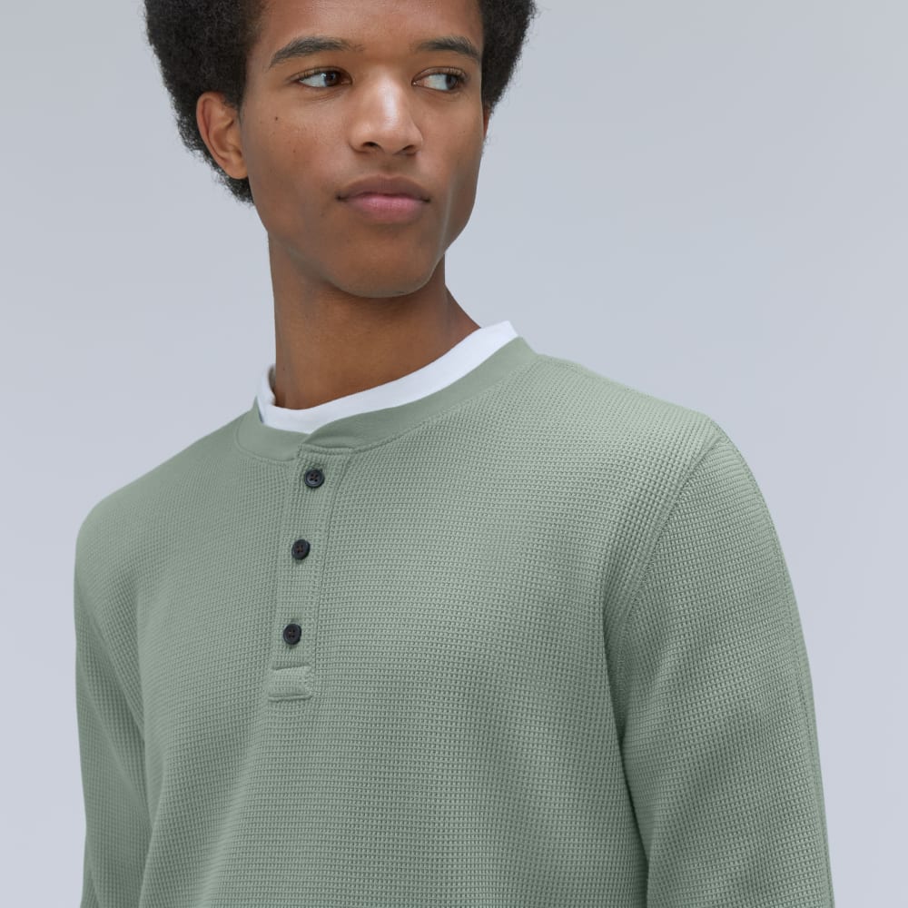 The Waffle Long-Sleeve Henley Tee | Lily Pad