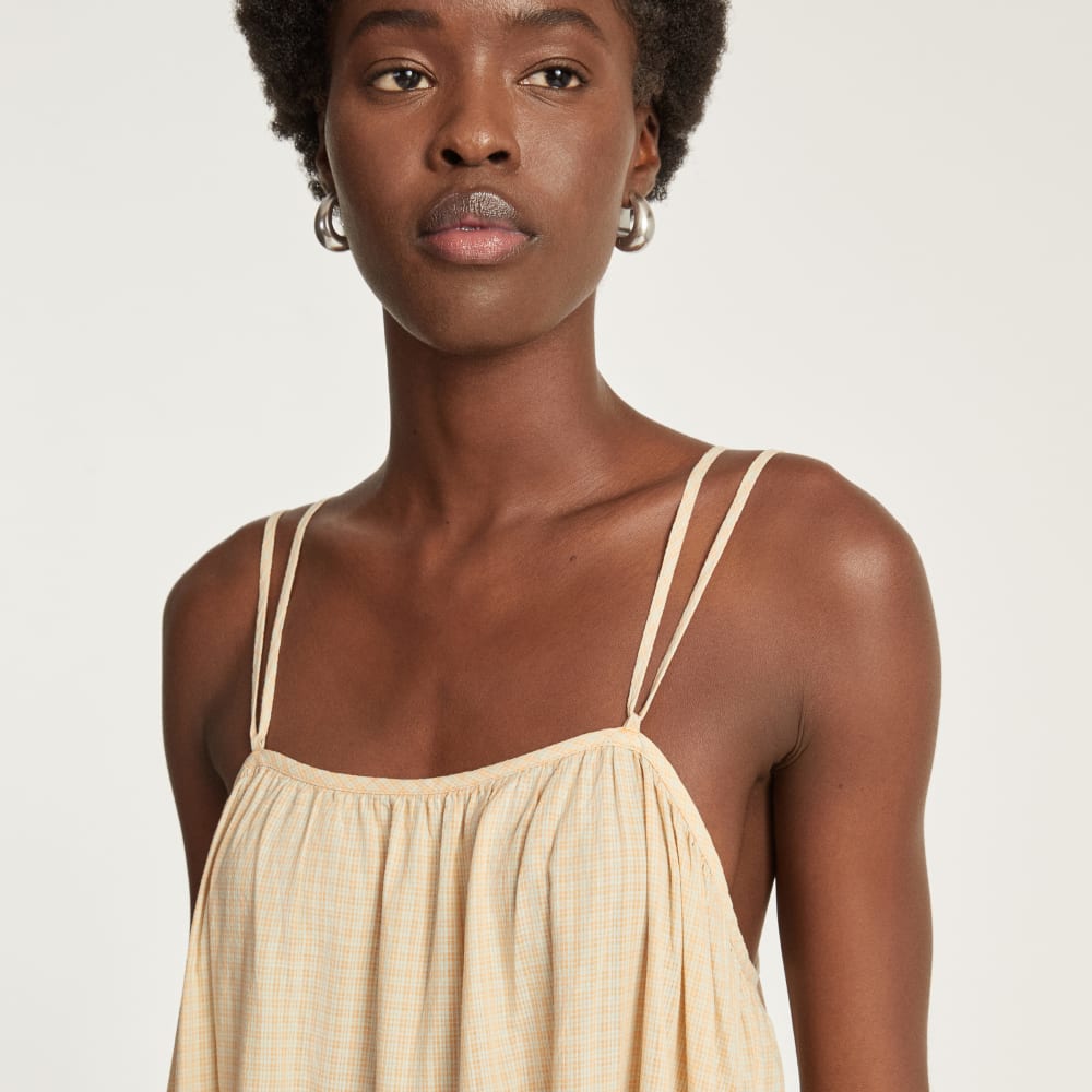 The Billow Tiered Maxi Dress | Orange Plaid
