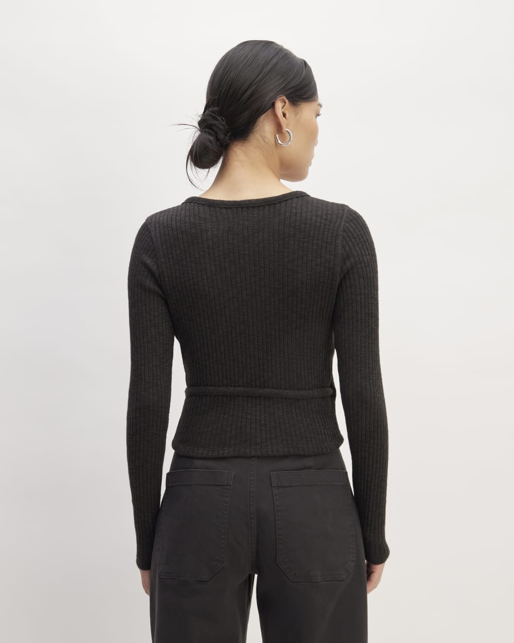 The Cozy Rib Wrap Top | Black
