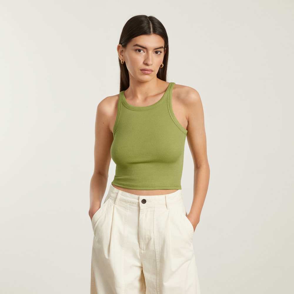The Pima Micro-Rib Short Tank | Pepper