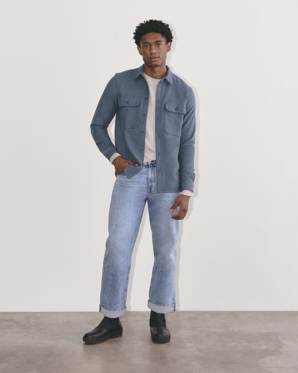 The Heavyweight Overshirt | Uniform | Heather Midnight Navy