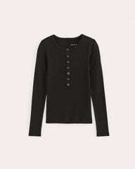 The Luxe Rib Henley | Black