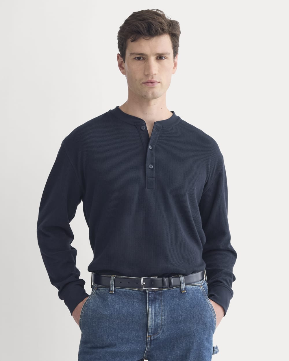 Thermal Henley in Cozy Waffle | Navy
