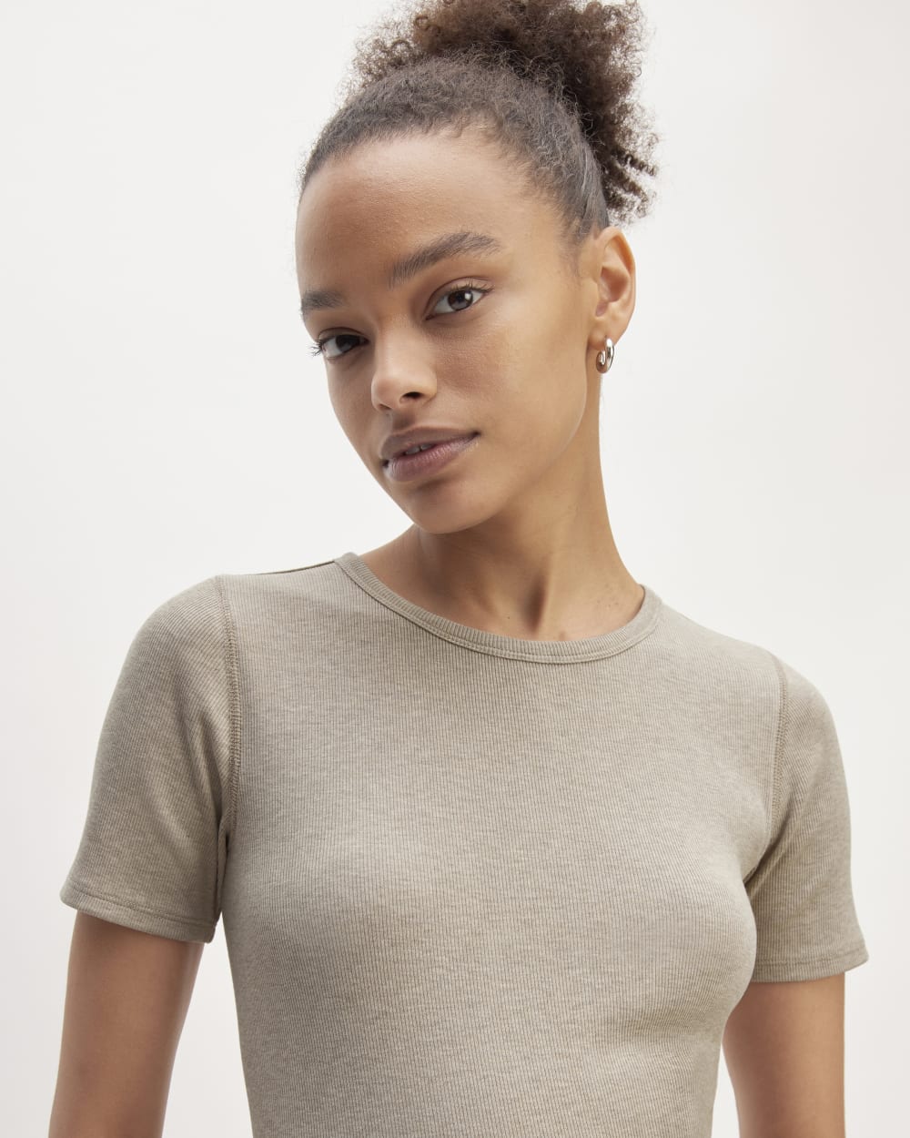 The Luxe Rib Crew | Heathered Tan