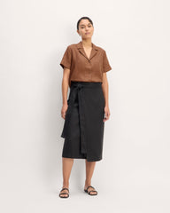 The Notch Shirt in Linen | Carob Brown